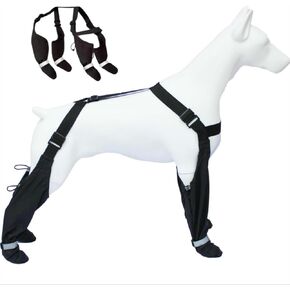 Dog Suspender Boots, Suspender Boots for Dogs, Anti-Slip Dog Boots for Large Dogs, Dog Paw Boot Leggings, Dog Boots with Suspenders, Adjustable Dogs Shoes Winter Snow Rain Hiking, Large