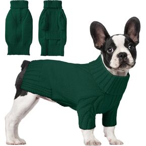 Dog Sweaters for Small Medium Large Dogs Girl, Classic Turtleneck Pet Sweater for Dogs, Thermal Doggy Winter Coat, Warm Dog Shirt Outfits, Double Knitting Collar for Outdoor Playing (M, Dark Green)