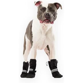 Canada Pooch Dog Winter Boots - Paw Protection, Anti-Slip Dog Shoes with Reflective Strap, Easy On for Small Medium Large Dog Booties - Black, Size 1
