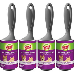 Scotch-Brite Pet Hair Pickup Extra Sticky Lint Roller, Lint Rollers for Pet Hair Extra Sticky, Versatile Pet Hair Remover for Couches, Clothes, and More, 48 Sheets, 4 Pack, 192 Sheets Total