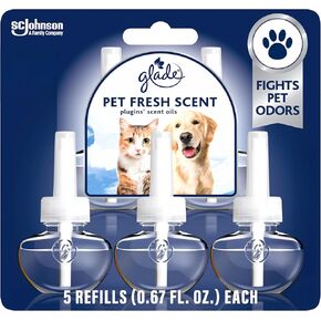 Glade PlugIns Refills Air Freshener, Pet Fresh Scent, Scented and Essential Oils for Home and Bathroom, 0.67 Fl Oz, 5 Count