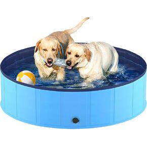 Niubya Foldable Dog Pool, Collapsible Hard Plastic Dog Swimming Pool, Portable Bath Tub for Pets Dogs and Cats, Pet Wading Pool for Indoor and Outdoor, 48 x 12 Inches