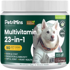 23-in-1 Multivitamin for Dogs, Comprehensive Health Support, Joint Mobility and Digestive Health, 90-Count, Bacon