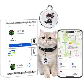 Cat Tracker-Airtag Cat Collar-GPS Tracker for Cats-Android Airtag-Pet Tracker| Android and iOS Universal | No Monthly Fee | No Charging Required | Waterproof | Works with Any Collar