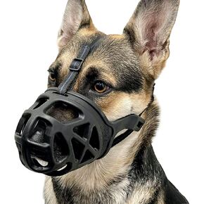 BARKLESS Dog Muzzle, Basket Muzzle for Biting, Chewing and Scavenging, Humane Cage Mouth Cover, Perfect for Grooming and Training Large Aggressive Reactive Dogs (L, Black)