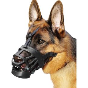 BARKLESS Basket Muzzle for Dogs, Humane Muzzle to Prevent Biting and Scavenging, Snap-on Treat Cover Helps Dogs Acclimatize Mouth Cover, Adjustable Mouth Guard for Positive Training, Grooming