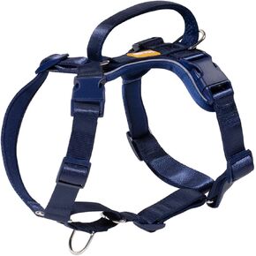 DF Freedom No Pull Martingale Dog Harness, Safety Control to Stop Pulling, Reflective and 5 Point Adjustable, Padded Handle for Easy Support, Navy Blue Pro, 1", Chest 30.4" - 45.2"