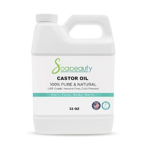 Soapeauty Cold Pressed Castor Oil | Hexane Free 100% Pure Natural Castor Oil Promotes Healthy Skin & Hair | Thickens Eyebrows & Lengthens Eyelashes | 32 fl oz