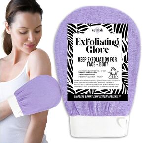 Exfoliating Glove for Face and Body | Deep Exfoliation Mitt | for KP Skin, Dry Patches, and Postpartum Sensitive Bumpy Skin | Microdermabrasion Exfoliating | Purple Self-Care Gift Body Scrubber