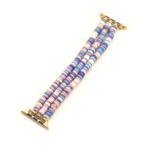 Blue and purple Beaded Bracelet Pearl Series Compatible for Apple Watch Band 42mm/44mm/45mm Series 9 8 7 SE Series 6/5/4 Women Fancy Handpicked Beaded Elastic Bracelet for iWatch Bands Series 3/2/1