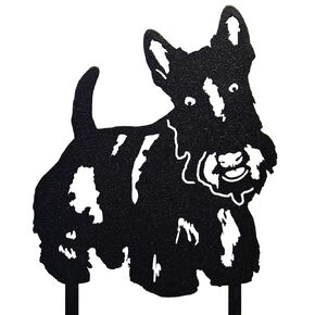 Black Powder Coated Metal Scottish Terrier Dog Silhouette Yard Stake (Small)