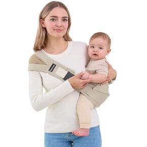 Toddler Sling Carrier - Premium Cotton, Expandable & Ergonomic, One Size Fits All, Ideal for 6-48 Months (11-44 lbs), Compact & Easy to Use, Beige
