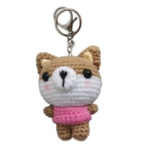 Handmade Crochet Cute Keychains for Women,Girls,Boys Key Chain Accessories Kawaii Dog Purse Bag Knitted Animal Cartoon Keychain Kids School Bag/Backpack Charm Key Ring