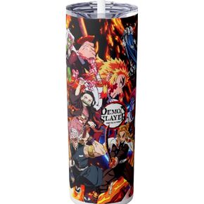 Nezuko Skinny Tumbler 20 Oz Anime Gifts For Teens, Slim Insulated Stainless Steel Drinkware With Straw & Lid, Japanese Gift For Demon Fan, Japan Travel Accessory For Hot & Cold Drinks