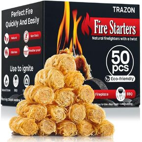 Fire Starters for Campfires Grill BBQ Fireplace, Charcoal Chimney Starter Wood Stove Fire Pit Fatwood Fire Starter Sticks - Camp Firestarter Accessories Kit Tools Long Burning Starter Grilling