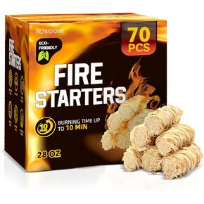 70 pcs Fire Starter - Natural Fire Starters for Fireplace, Pellet Stove & Wood, Campfires, BBQ, Pizza Oven, Fire Pit, Smoker - Fire Starters for Grill, Charcoal Fire Starter for Grill