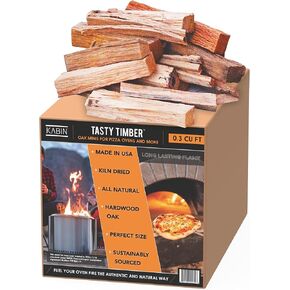 KABIN Tasty Timber - 5.5 LBS Kiln-Dried Oak Minis for Pizza Ovens & More - Made in USA, All-Natural Hardwood, Perfectly Sized, Sustainably Sourced Fuel