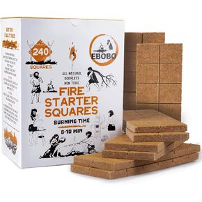 240 pcs Fire Starter Squares for Fireplace, Wood Stove, Campfires, Grill, Fire Pit, Smoker, BBQ - Odorless Charcoal Starter Sticks, Natural Firestarter Cubes for Indoor and Outdoor