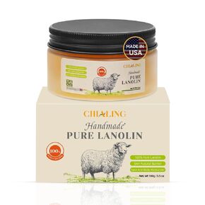 CHIALING Handmade Lanolin - 100% Pure Natural Australian Lanolin -Made in USA - USP Grade Moisturizer for Dry/Cracked Skin, Nipple Discomfort,Lips & Eczema | Unscented, Additive-Free(3.5 oz)
