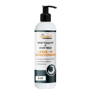 Beef tallow & Goat milk Leave-In Conditioner| Handmade hair Detangler- Anti-Frizz dreadlock moisturizer-Split End Moisturizing Hair Care for Dry, Damaged Hair Moisturizing Curl Primer (8 Fl Oz)