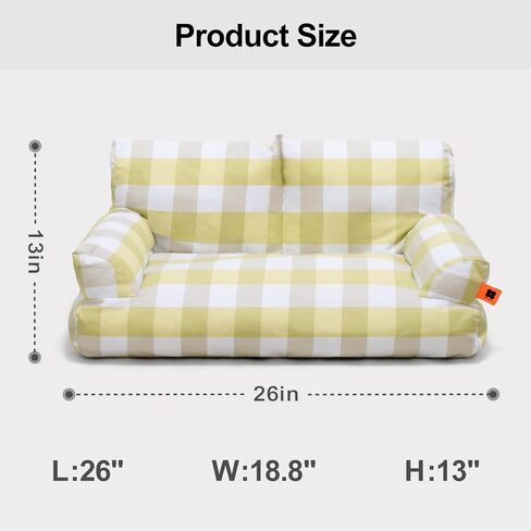 MEWOOFUN Pet Sofa Bed for Medium Pets Cat Couch Cat Bed with 26×19×13 Inch Removable Washable Cover Nonskid Bottom Puppy Couch Pet Bed up to 25 lbs (Yellow & White) in Saudi Arabia