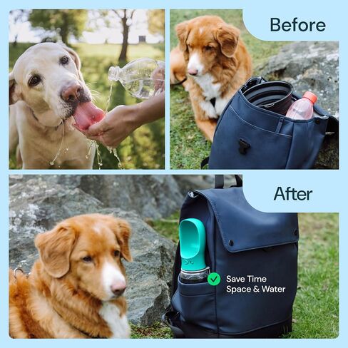 MalsiPree Lightweight Dog Travel Bottle - 19 oz, Blue Portable Dog Water Dispenser with Bowl - Food Grade Plastic - Pet Water Bottle in Saudi Arabia