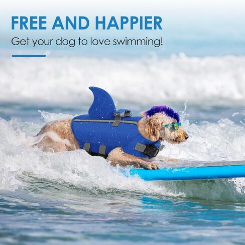 SUNFURA Dog Life Jacket Shark Life Vest for Dogs, Adjustable Swmming Vest with High Buoyancy, Safety Lifesaver with Rescue Handle for French Bulldog Small Medium Breeds, USA Flag M in Saudi Arabia