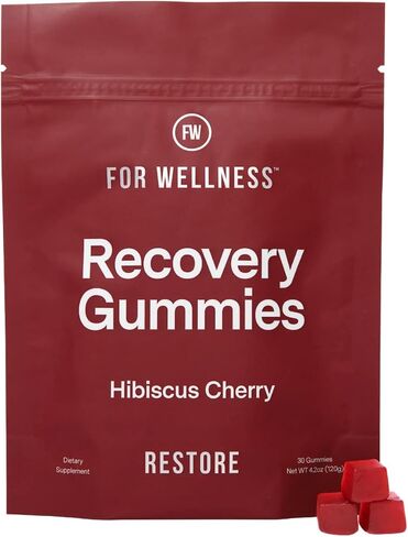 Recovery Gummies - Tart Cherry Gummies for Muscle Recovery - Hibiscus Cherry Flavor with Antioxidants & Electrolytes Combats Soreness, Fights Inflammation, Boosts Energy - Vegan, Non-GMO, Gluten-Free in Saudi Arabia