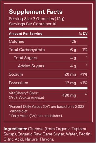 Recovery Gummies - Tart Cherry Gummies for Muscle Recovery - Hibiscus Cherry Flavor with Antioxidants & Electrolytes Combats Soreness, Fights Inflammation, Boosts Energy - Vegan, Non-GMO, Gluten-Free in Saudi Arabia