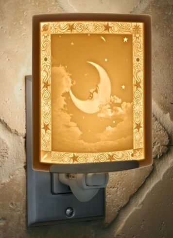 Man in The Moon - Translucent Porcelain Lithophane Night Light, Wall Plug in for Kitchen, Bath, Hall in Saudi Arabia