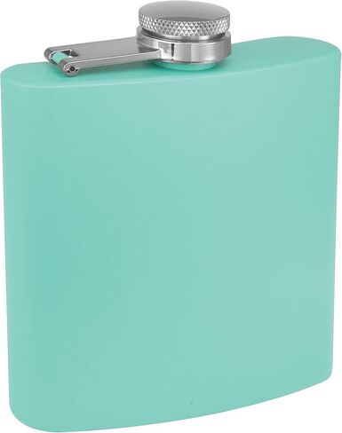 6 oz Stainless Steel Hip Flask with Funnel for Men & Women, Powder Coated Flask Gift Sets for Groomsmen, Bridesmaids, Wedding Party Whiskey Flask for Liquor, by Clear Water Home Goods, Matte Teal in Saudi Arabia
