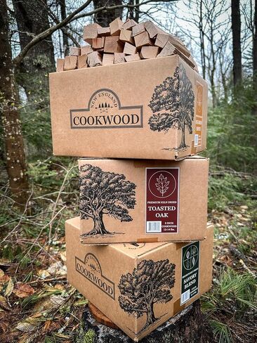 Toasted Oak 5 Inch Universal Cooking Firewood - 14lbs. ~1000cuin Premium Kiln Dried Cooking Wood for Grills, Smokers and Ooni, Solo, Bertello Pizza Ovens (Red and White Oak Hardwood) in Kuwait