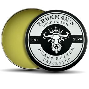 Beef Tallow Beard Butter for Men - 4oz - Hydrating Unscented Beard Balm with Shea Butter - Deeply Moisturizing Tallow for Beard and Skin