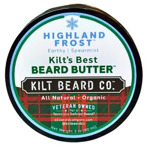 Kilt Beard Co.- Kilt's Best Beard Butter- Highland Frost (2oz) (Earthy and Spearmint) All Natural- Organic, Deep Hydration, Ultimate Beard Conditioner, Non-Greasy, Rid Beard Itch