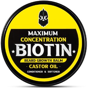 Beard Balm, Maximum Concentration BIOTIN, with Castor Oil and Argan & Jojoba Oils, Promotes Beard Growth, Styles, Strengthens & Softens Beards & Mustaches, 2 Ounce，Sandalwood