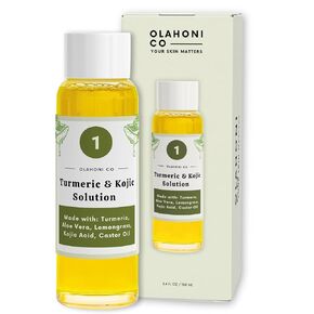 Kojic Acid & Turmeric Infused Liquid Solution for Discoloration, Dark Spots, Acne Scars, Uneven Skin, Hyperpigmentation, Brighten, Resurface, Glow & Smooth Skin - Made in Issaquah Washington USA - 3.4 Oz Bottle