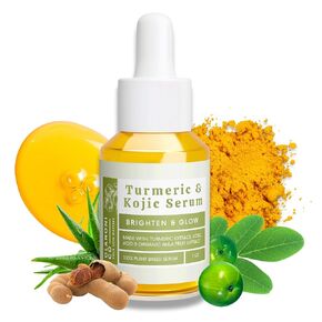 Kojic Acid & Turmeric Face Serum | Amla Fruit, Kojic Acid, Turmeric & Alpha Arbutin| 100% Natural | Glowing Skin Serum for Dark Spots - Turmeric Facial Serum, Acne, Evens Tone, Minimizes Pores, Discoloration Corrector | Made in Issaquah, Washington USA (1
