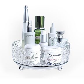 Makeup Perfume Organizer Tray 360 Degree Rotating Lazy Susan,Makeup Brush Holder and Skincare & Cosmetics Storage with Large Capacity for Vanity,Bathroom Countertop