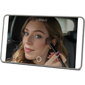 Rechargeable LED Sun Visor Mirror – 3 Dimmable Light Modes, Portable Makeup and Vanity Mirror, Weather-Resistant, Detachable Stand, Universal Fit, Perfect for Beauty, Grooming, Travel (Gray)
