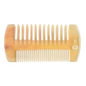 Real Ox Horn 4.3 inch Hair or Beard Mustache Comb, Handmade Fine and Wide Tooth Small Pocket Travel Combs with Anti-static, Detangling, Massage, Scalp Gua sha for Women, Men