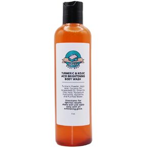 Turmeric & Kojic Acid Brightening Body Wash For Hyperpigmentation - 8 oz., Unscented, Even Complexion, Turmeric Soap, Fade Scars, Turmeric Soap For Acne and Dark Spots, Handcrafted, Kojic Acid Soap