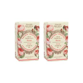 Panier des Sens - Rose Bar Soap - Moisturizing Gentle Scented Soap Bar - Natural Soap with Sweet Almond - 97% Natural Ingredients Made in France - Vegan Friendly - Body & Hand Soap Bars 2x5.3 oz