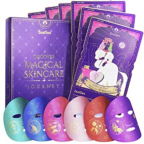 Face Masks Skincare, Collagen Face Mask for Anti Aging, Hydrating Face Masks, Astaxanthin Q10 Face Mask for Antioxidant, Zealsea Magic All-in-one Sheet Mask, Self Care Gift for at Home Spa Party 6pack