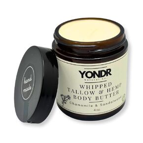 All-Natural Tallow & Hemp Body Butter | Chamomile & Sandalwood Scent | Deeply Hydrating Skincare | 4 oz
