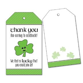 25 Shamrock Favor Tags for St Patrick's Day Party, Birthday, Baby Shower - Thank You