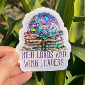 Set 3Pcs ACOTAR High Lord And Wing Leader Holographic Sticker Funny Dragon Book Meme Humor Bookish Kindle Waterproof 3 Inches Die-cut Vinyl for Water Bottle Laptop Phone for Friend Coworker Dad Mom