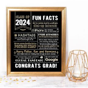 Katie Doodle - Super Cute, Graduation Decorations Class Of 2024, (Handmade in USA), 2024 Graduation Decor, Graduation Gifts, 2024 Graduation Party Decorations, Black & Gold, 2024