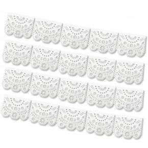 VIVANCO PAPEL PICADO White papel picado banner (pack of 10, 10 plastic flags per banner), white Mexican banners for parties and weddings, Mexican themed party decorations, papel picado