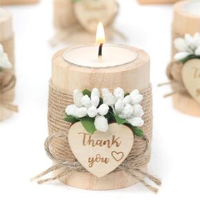 50 Piece Wooden Tealight Candle Holder Set for Wedding Party Guest Favors, Engagement Gift, Guest Return Favors, Bridal Shower Favors for Guests, Baby Shower Guest Favors.(light brown)