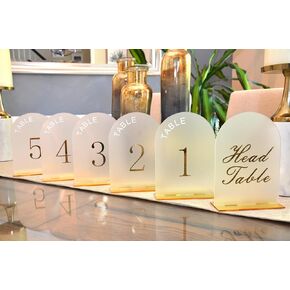 1-20 Wedding Table Numbers, With Gold Head Table Numbers, Arch Wedding Table Numbers, 5"x7" Acrylic Table Numbers, Decor Gold Table Numbers, Sign Table Numbers 1-20, Frosty Table Arch.